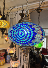 Grote hanglamp mozaïek 33cm blauw