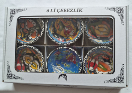 6 keramieken schaaltjes in doos 8cmT