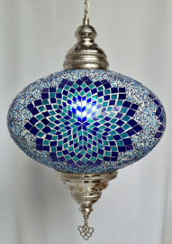 Grote hanglamp mozaïek 33cm blauw