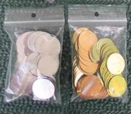 plastic muntjes ± 150 stuks