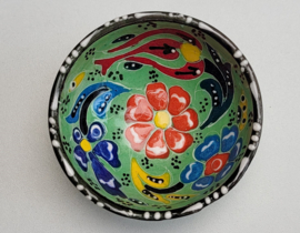 keramieken schaaltjes reliëf 8cm lichtgroen