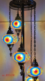 Mozaïek vloerlamp (5 bol Ø16cm) Antiek-look (kleurkeuze)