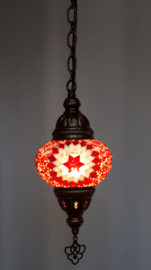 Mozaïek hanglamp Ø13cm rood-wit