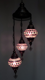 Mozaïek hanglamp 3 bollen 13cm lila/zwart