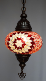 Mozaïek hanglamp 16cm rood/wit