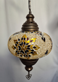 Mozaïek hanglamp 24cm goudgeel-bruin-2