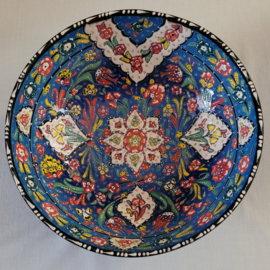 Keramieken schaal 30cm lichtblauw/blauw