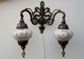mozaïek wandlamp dubbel 13cm wit