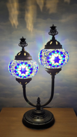 dubbele tafellamp mozaïek 13cm blauw