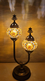 dubbele tafellamp mozaïek 10cm goudbruin