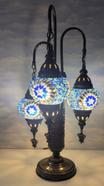 Mozaïek tafellamp 3 bollen 13cm blauw