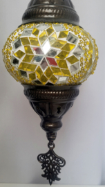 Mozaïek tafellamp 3 bollen 10cm geel