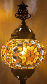 dubbele tafellamp mozaïek 10cm goudbruin