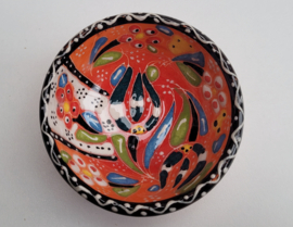 keramieken schaaltjes reliëf 8cm oranje