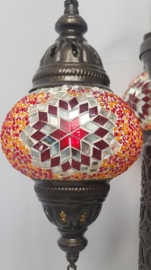 Mozaïek tafellamp 3 bollen 13cm oranje/rood