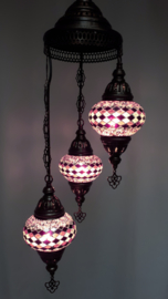 Mozaïek hanglamp 3 bollen 13cm lila/zwart