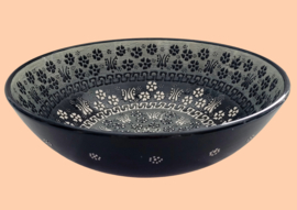 Keramieken schaal 30cm (zwart/grijs)