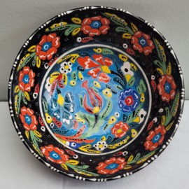 keramieken schaal 20cm zwart/blauw