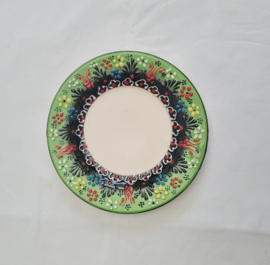 keramiek bordje 19,5 cm groen-wit