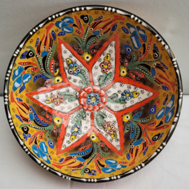 keramieken schaal 20cm geel/bruin + ster