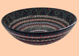 Keramieken schaal 30cm (relieflijnen-multicolor-2)