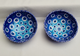 set van 2 keramieken schaaltje 12cm 'Turkse oogjes' (blauw)