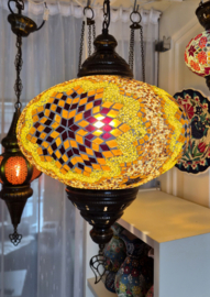 Grote hanglamp mozaïek 33cm geel/bruin
