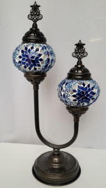 dubbele tafellamp mozaïek 10cm blauw