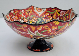 Keramieken schaal op voet 20cm rood-19