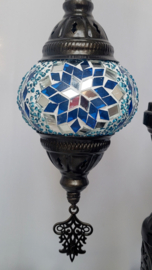 Mozaïek tafellamp 3 bollen 10cm turquoise
