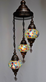 Mozaïek hanglamp 3 bollen 13cm lichtblauw-MC