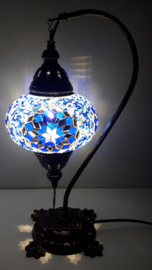 Tafellamp 'zwaan' Ø 16cm blauw/zilver