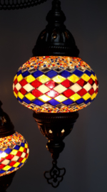 Mozaïek hanglamp 3 bollen 13cm lijnen3 BGRW