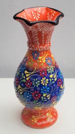 Vaas 30cm oranje/blauw
