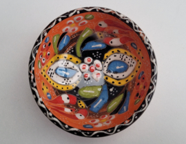 keramieken schaaltjes reliëf 8cm oranje