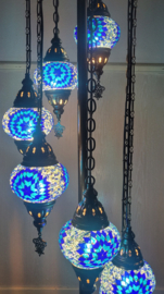 Mozaïek vloerlamp (7 bollen Ø 13cm) blauw