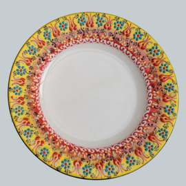 keramiek bord 26cm geel/rood