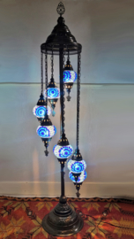 Mozaïek vloerlamp (7 bollen Ø 13cm) blauw