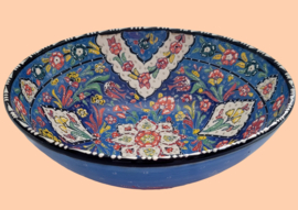 Keramieken schaal 30cm lichtblauw/blauw
