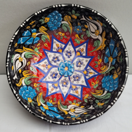 keramieken schaal 20cm zwart/rood + ster