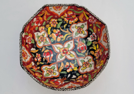 Keramieken schaal op voet 20cm rood-19