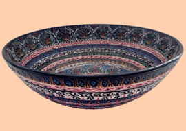 Keramieken schaal 30cm (relieflijnen-multicolor-1)