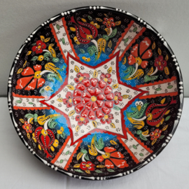 keramieken schaal 20cm zwart/rood