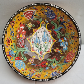 keramieken schaal 20cm geel/bruin