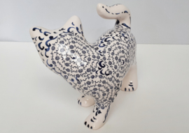 Poezenbeeldje wit-blauw