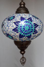 Grote hanglamp mozaïek 35cm blauw