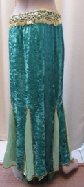 fluwelen rok groen met lichtgroen/goud
