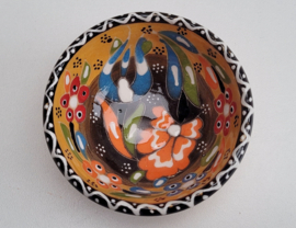 keramieken schaaltjes reliëf 8cm okergeel