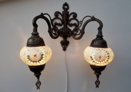 mozaïek wandlamp dubbel 13cm wit
