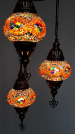 Mozaïek hanglamp 3 bollen 13cm oranje